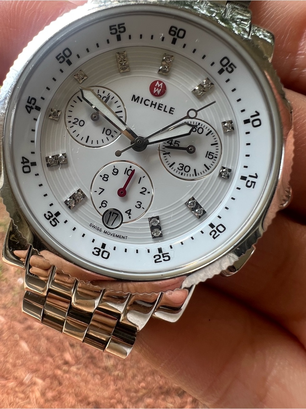 Michele Silver Sport Sail 38mm Diamond Ladies Watch MWW01C000137